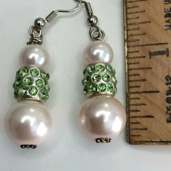 Handmade Pink & Green Custom Earrings - Picture 4 of 4
